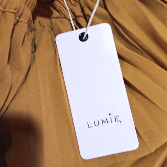 LUMIE. PLEATED MAXI SKIRT. POLYESTER W/LINING. "MUSTARD" XS. - Picture 10 of 10